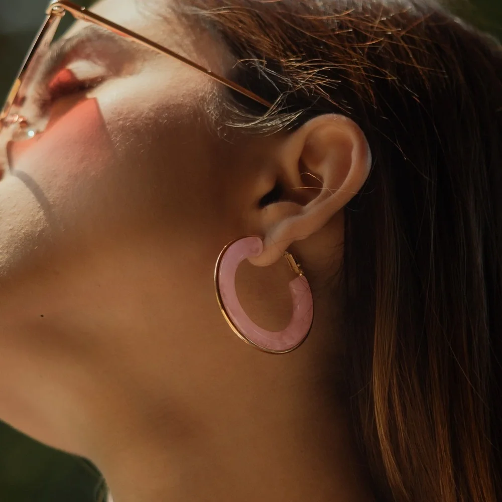 Blush Swirl Hoops - Picture 8 of 10